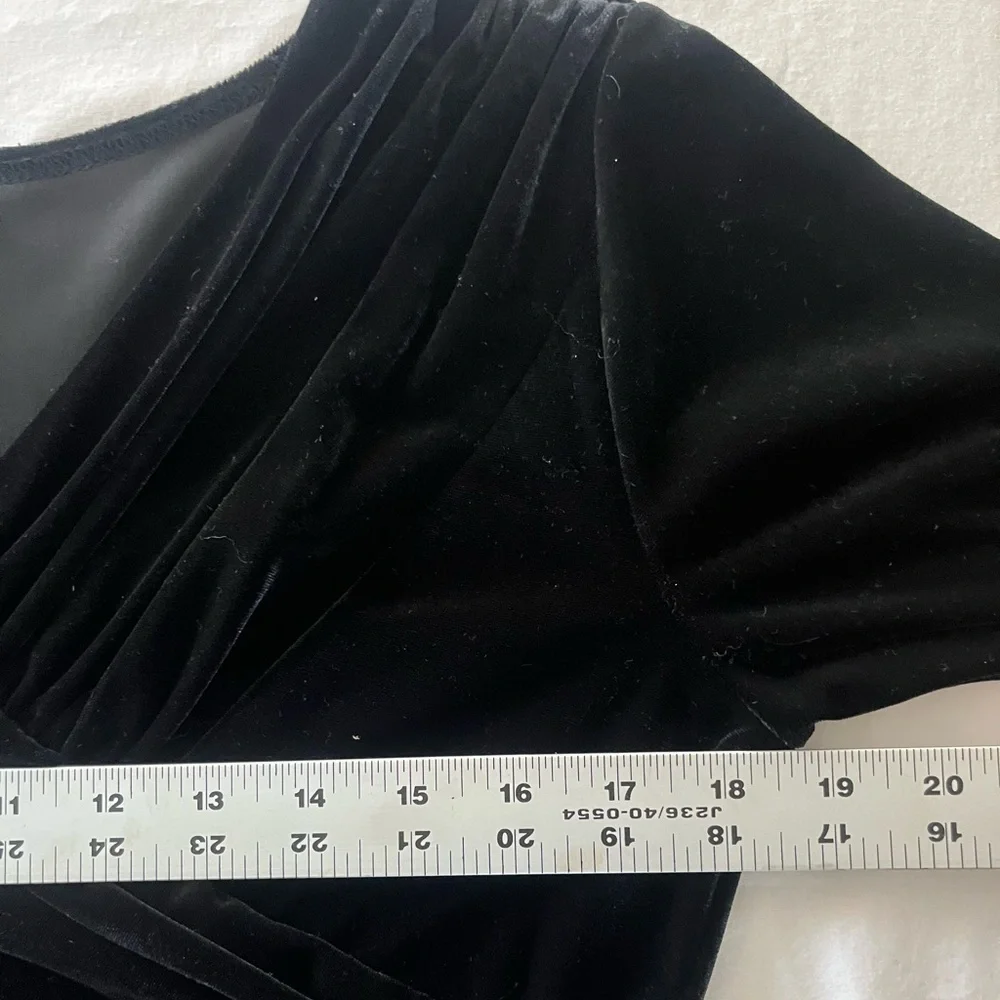 VTG Y2K black Velvet babydoll top 3/4 sleeve | M whimsigoth fairy grunge romance - Picture 7 of 12